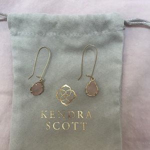 Kendra Scott rose quartz gold earrings - w/ bag